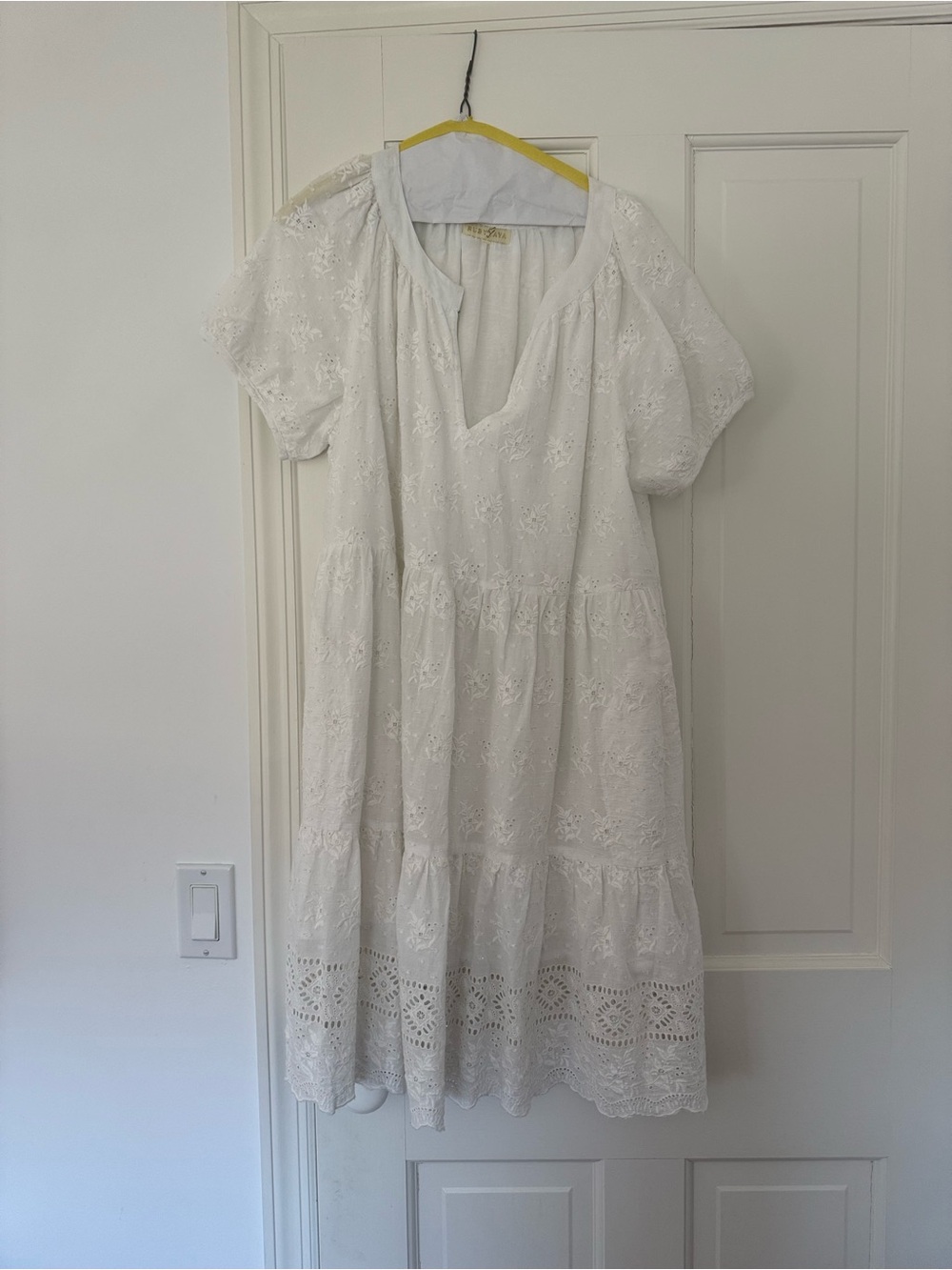 White Eyelet Tiered Cotton Dress